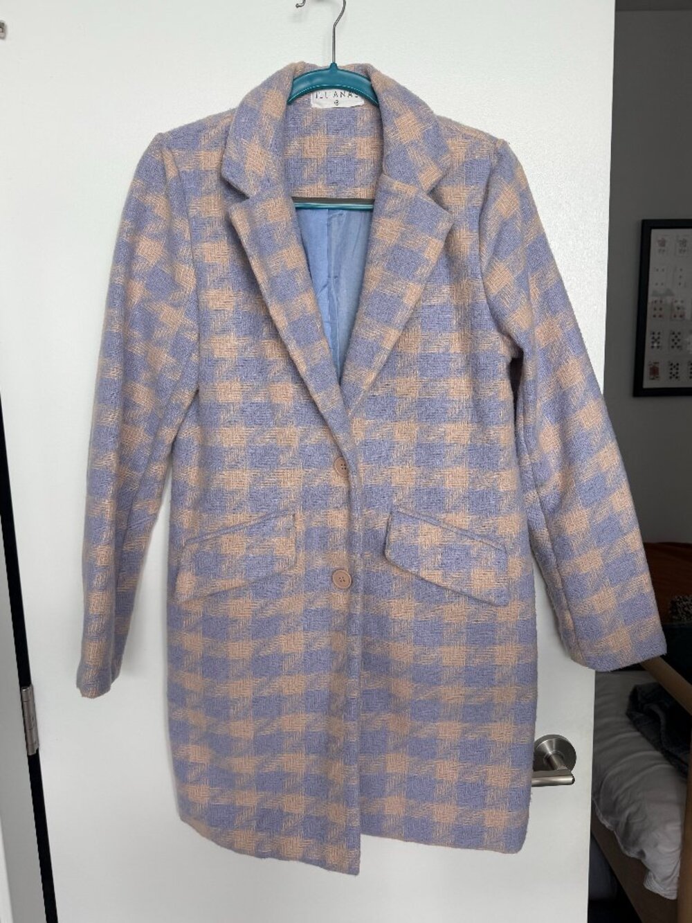 Lavender and Tan houndstooth light coat | Size Medium
